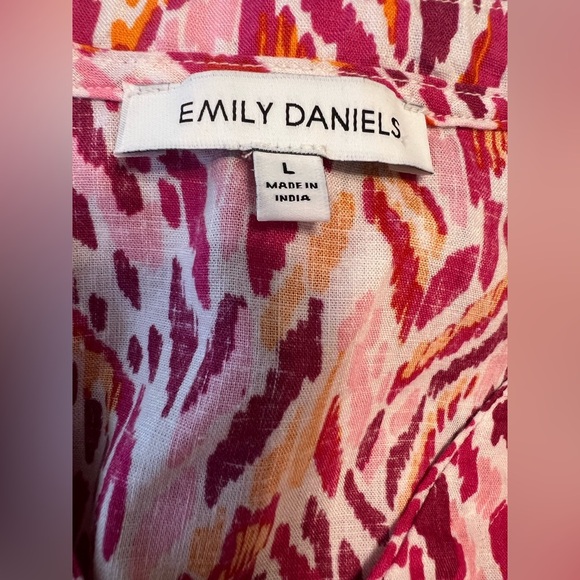 Emily Daniel’s Pink/Red/Orange Blouse Women’s Size L Button Down - Picture 5 of 8